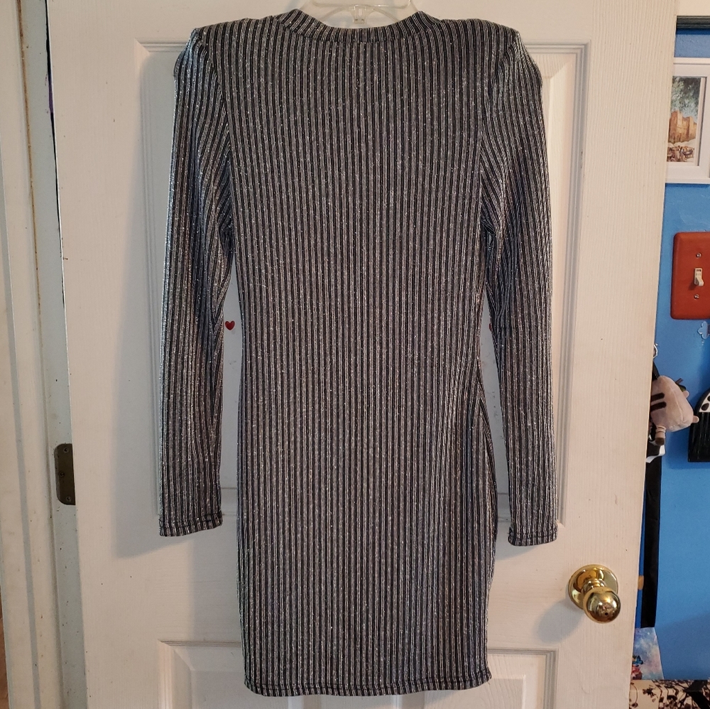 *SOLD* 5 for $20 | Fashion Nova Metallic Shimmer Striped Bodycon Dress - Picture 9 of 16